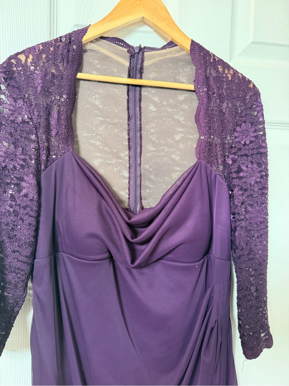 David’s Bridal Purple Lace Sequin Gown Size 18 Mother of Bride Prom Dress